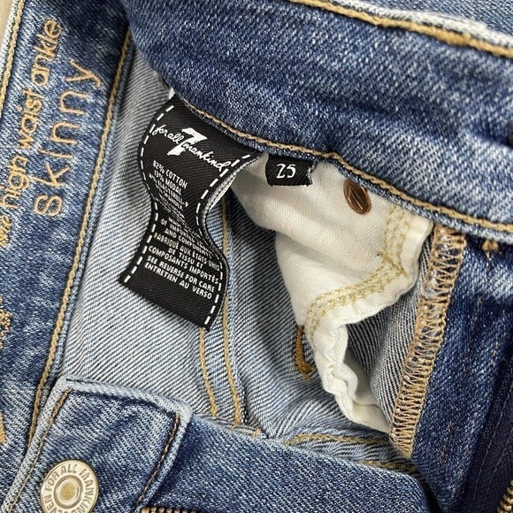 7 for All Mankind High Waist Skinny Jeans Silver Stripe Size 25 - Picture 5 of 9